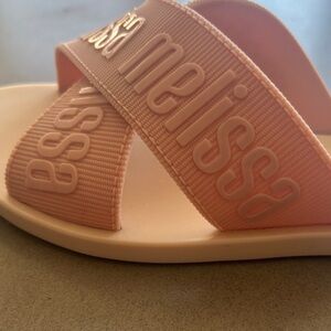 Melissa Blush Pink Logo Crossover Slide Sandals